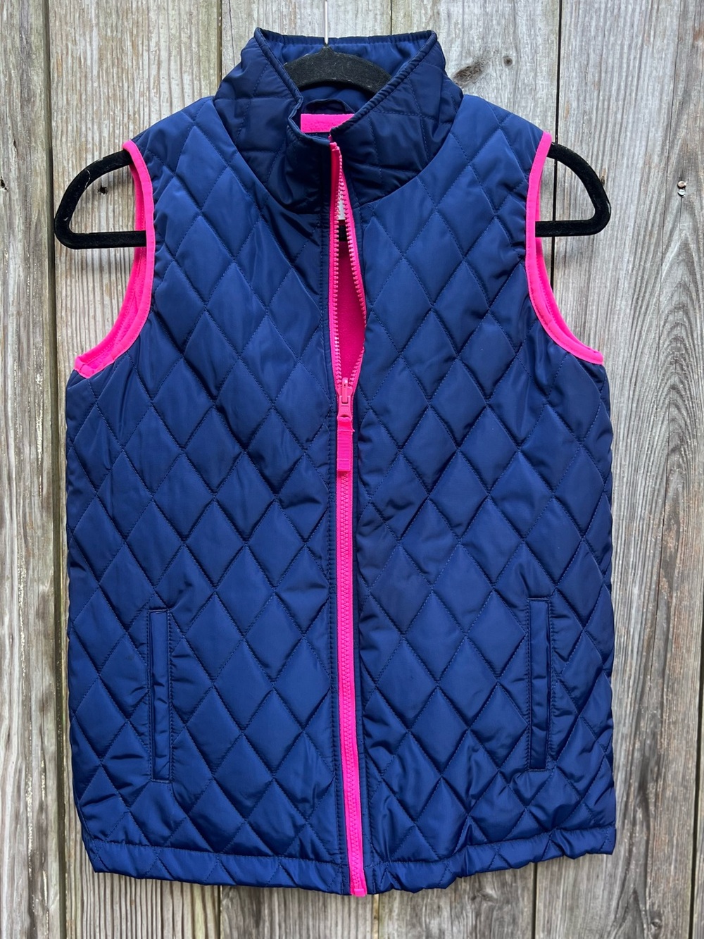 Cat & Jack Blue With Pink Trim Quilted Lightweight  Sleeveless Girls XL 14-16
